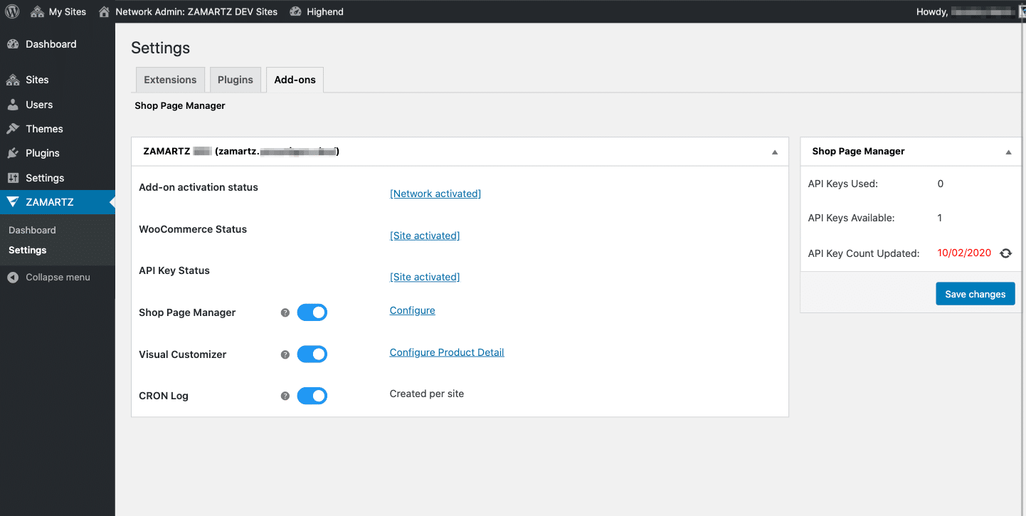 Advanced shop page manager multi site settings